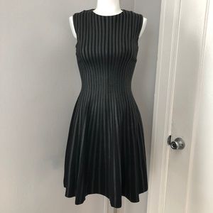 Bailey 44 Eco-Leather Strip Ponti Fit Flare Dress